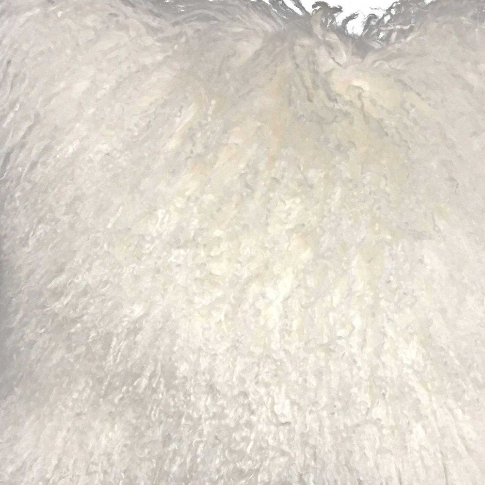 24" Bright White Genuine Tibetan Lamb Fur Pillow With Microsuede Backing — view 4