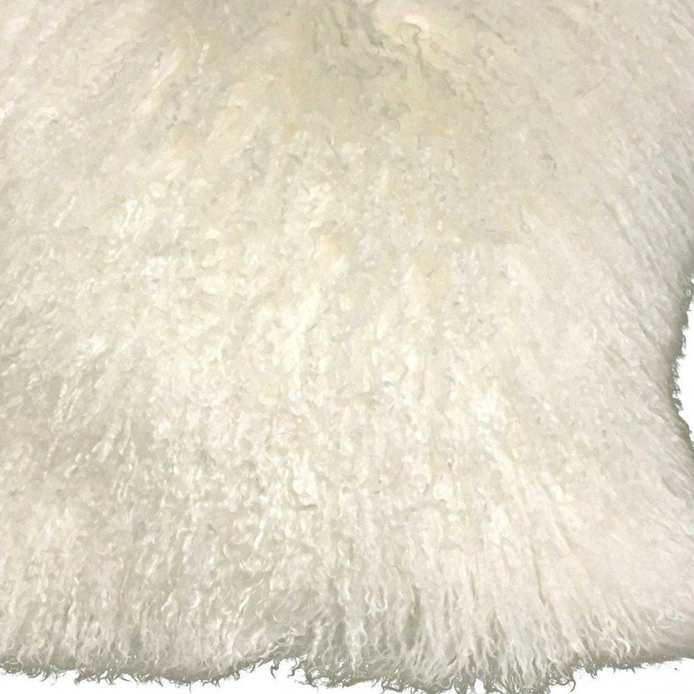 24" Creamy Genuine Tibetan Lamb Fur Pillow With Microsuede Backing — view 4