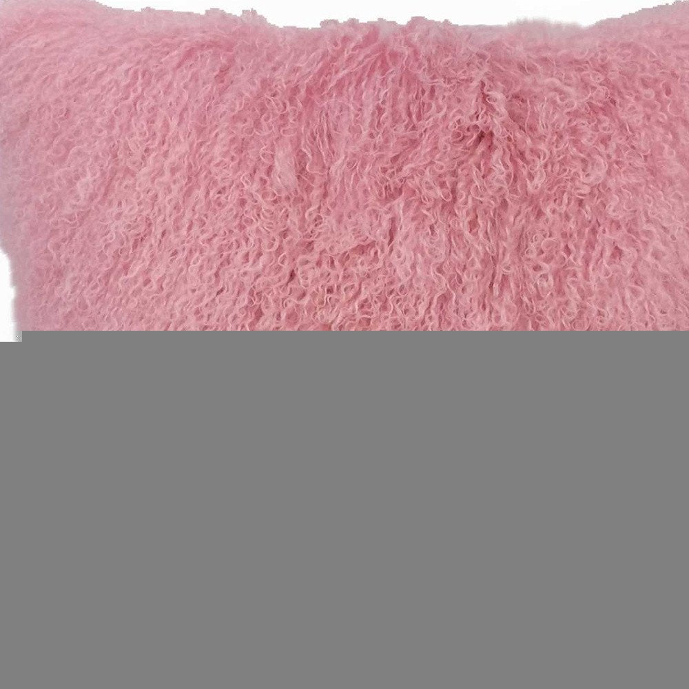 24" Pink Genuine Tibetan Lamb Fur Pillow With Microsuede Backing — view 3