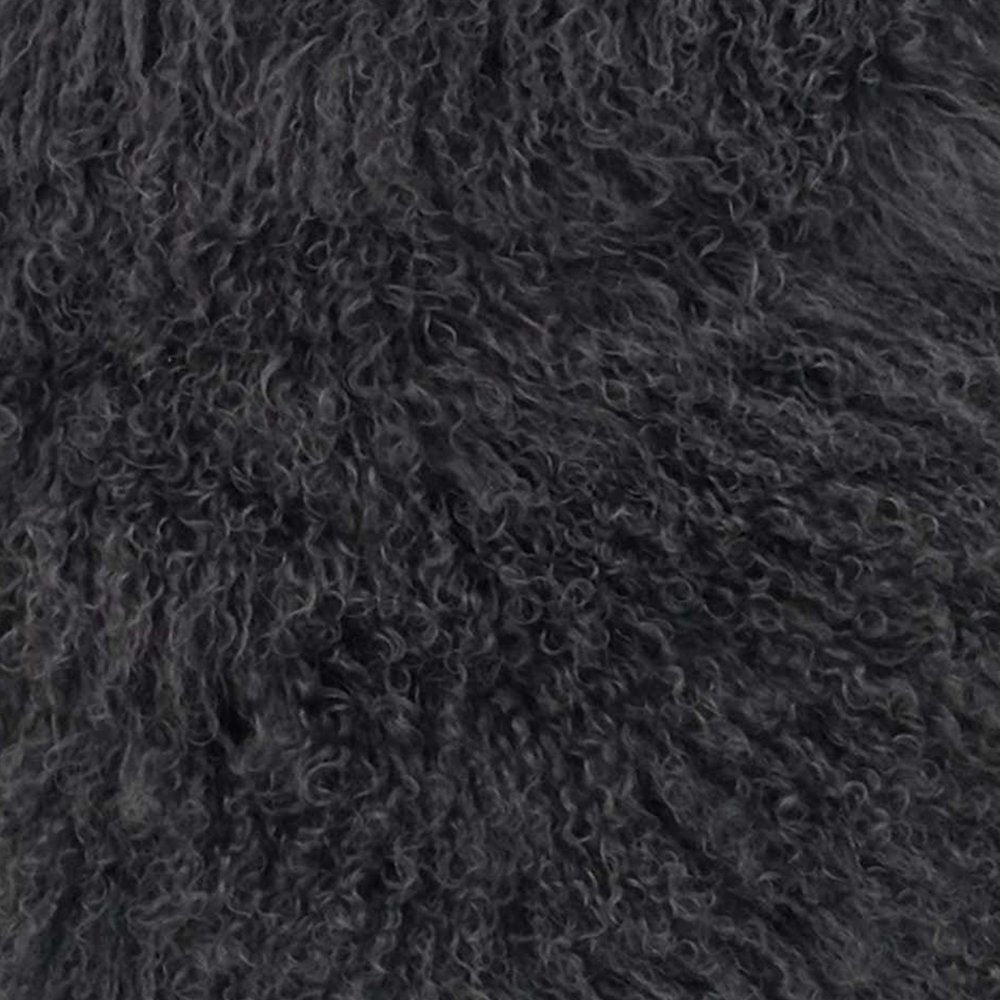 24" Charcoal Genuine Tibetan Lamb Fur Pillow With Microsuede Backing — view 7