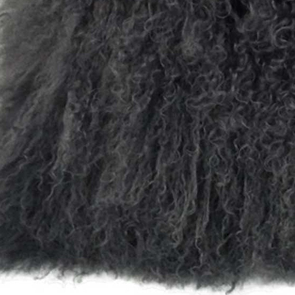 24" Charcoal Genuine Tibetan Lamb Fur Pillow With Microsuede Backing — view 6