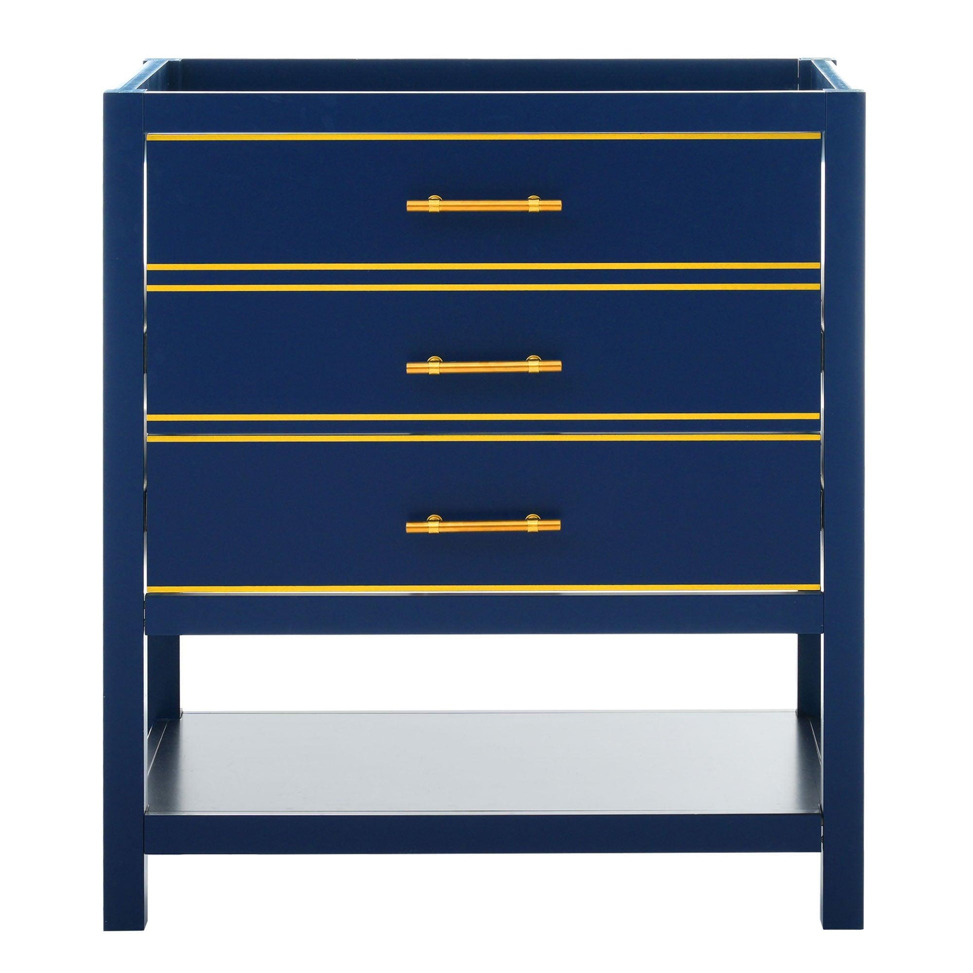 [Viedo]Modern 30inch Navy Blue/White Bathroom Vanity Cabinet Combo with Open Storge, Two Drawers - FurniFindUSA