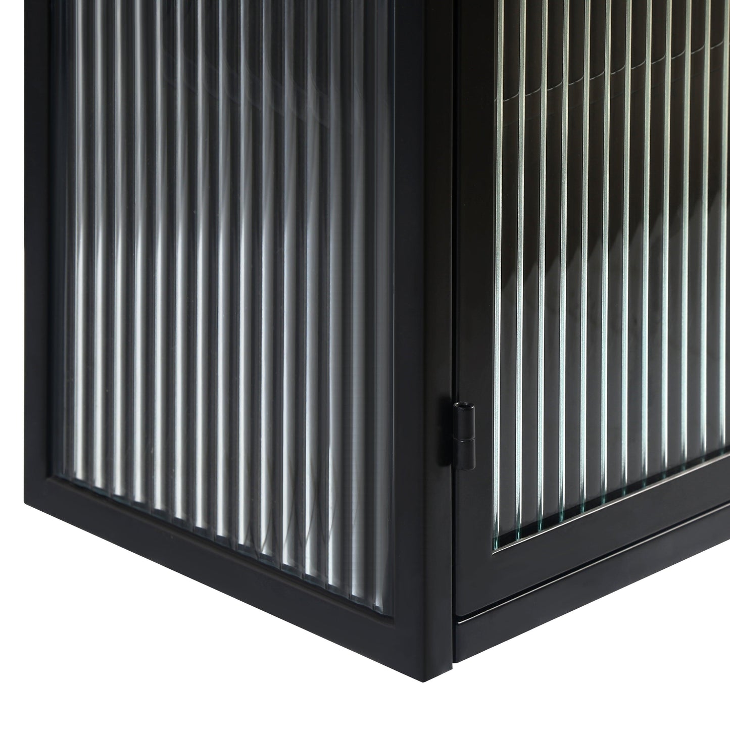 27.56"Glass Doors Modern Two-door Wall Cabinet with Featuring Three-tier Black - FurniFindUSA