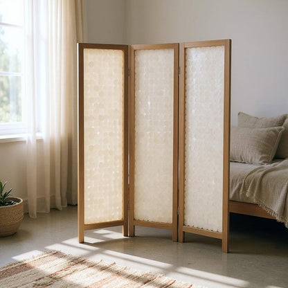 71" Clear Folding Three Panel Screen Room Divider HomeRoots