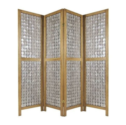 84" Clear Capiz Mother of Pearl Folding Three Panel Screen Room Divider HomeRoots