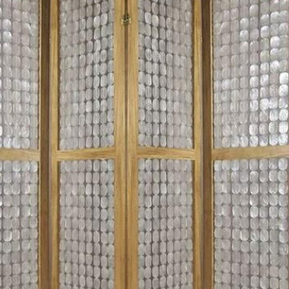 84" Clear Capiz Mother of Pearl Folding Three Panel Screen Room Divider HomeRoots