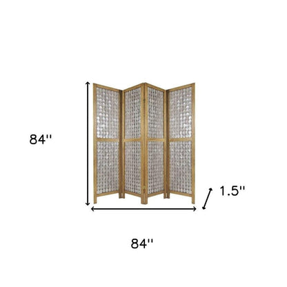 84" Clear Capiz Mother of Pearl Folding Three Panel Screen Room Divider HomeRoots