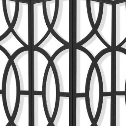 84" Black Solid Wood Folding Four Panel Screen Room Divider HomeRoots