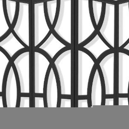84" Black Solid Wood Folding Four Panel Screen Room Divider HomeRoots