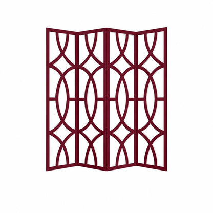 84" Red Solid Wood Folding Four Panel Screen Room Divider HomeRoots