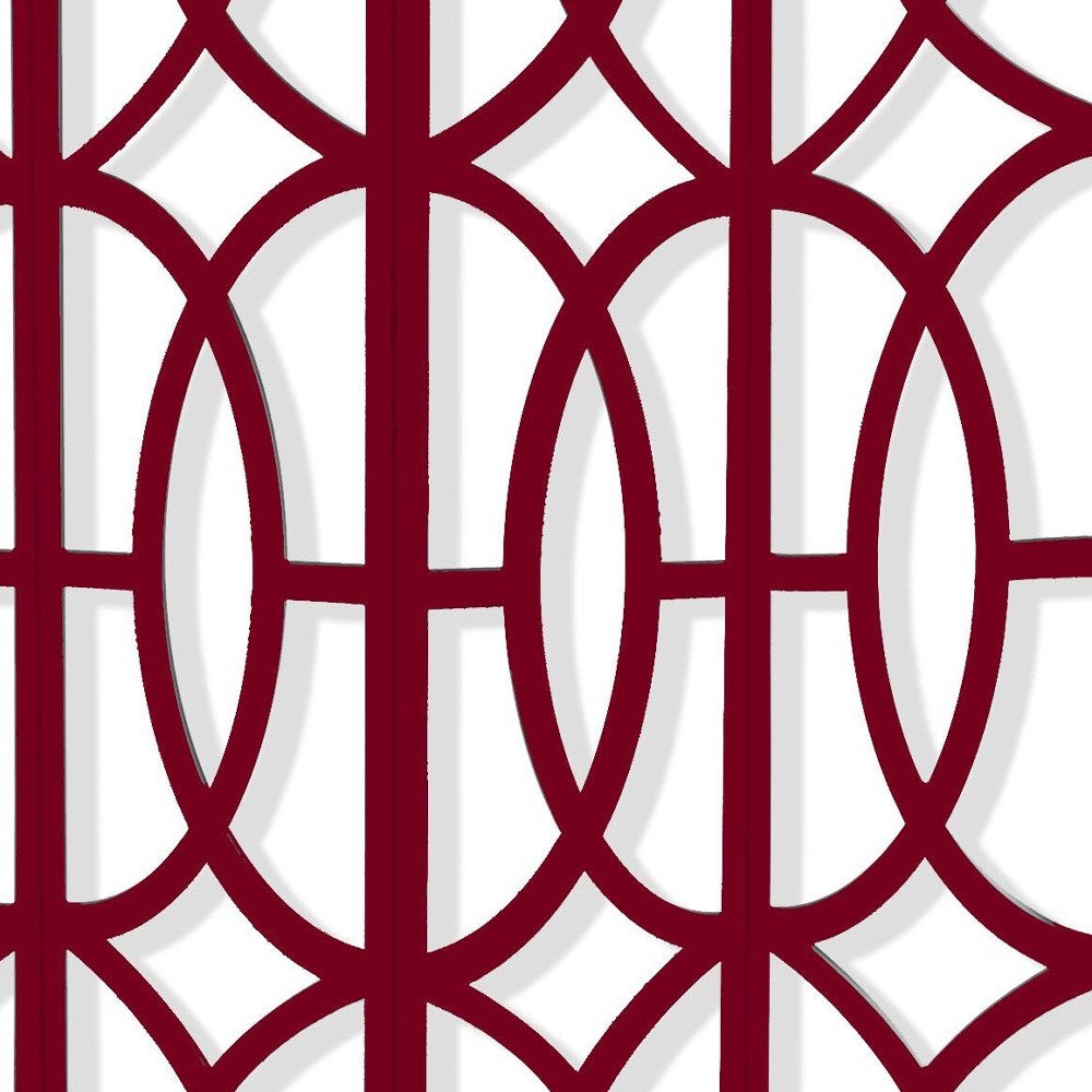 84" Red Solid Wood Folding Four Panel Screen Room Divider HomeRoots
