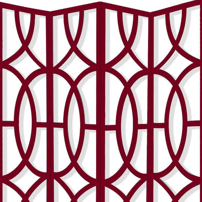 84" Red Solid Wood Folding Four Panel Screen Room Divider HomeRoots
