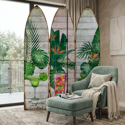 71" Green Solid Wood Folding Three Panel Screen Room Divider HomeRoots
