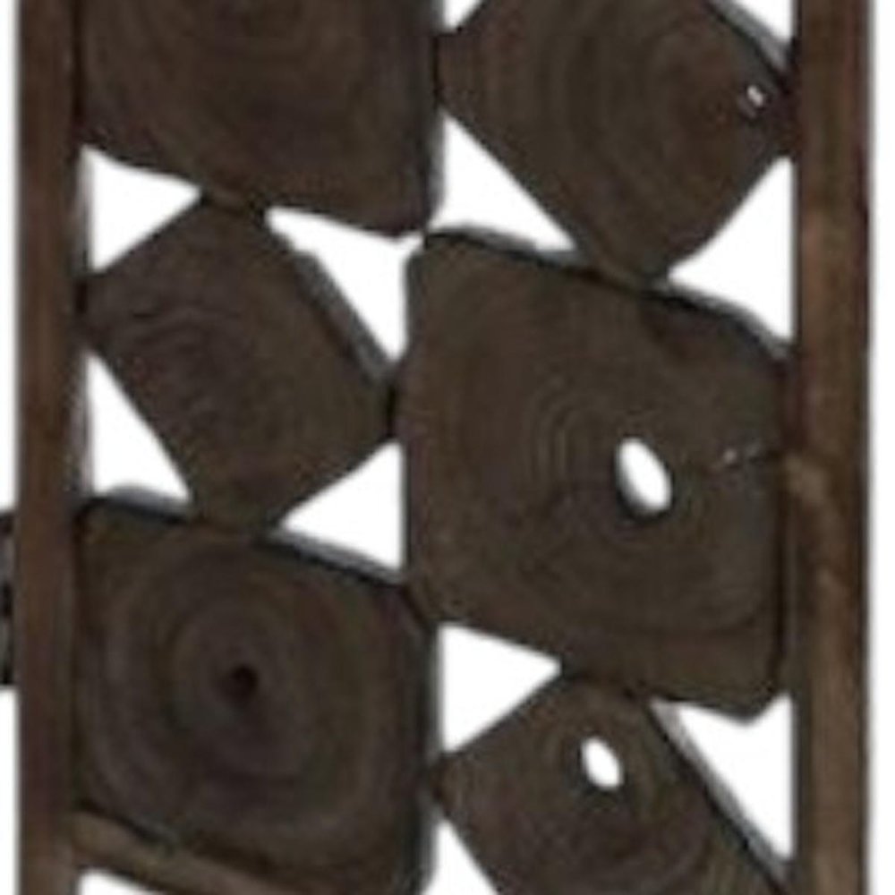 71" Brown Solid Wood Folding Three Panel Screen Room Divider HomeRoots