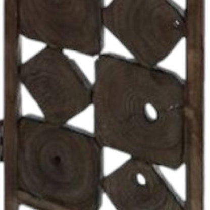 71" Brown Solid Wood Folding Three Panel Screen Room Divider HomeRoots