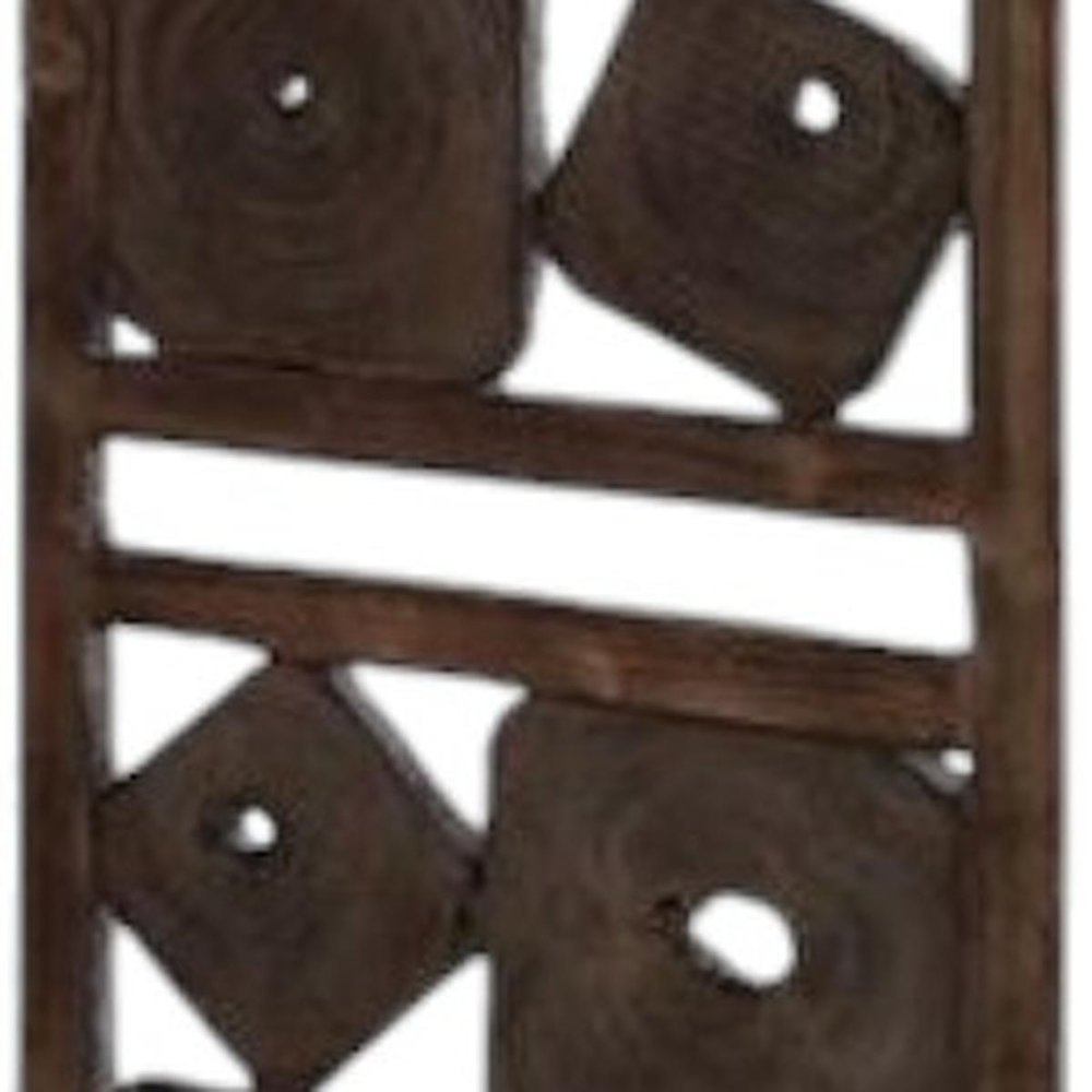 71" Brown Solid Wood Folding Three Panel Screen Room Divider HomeRoots