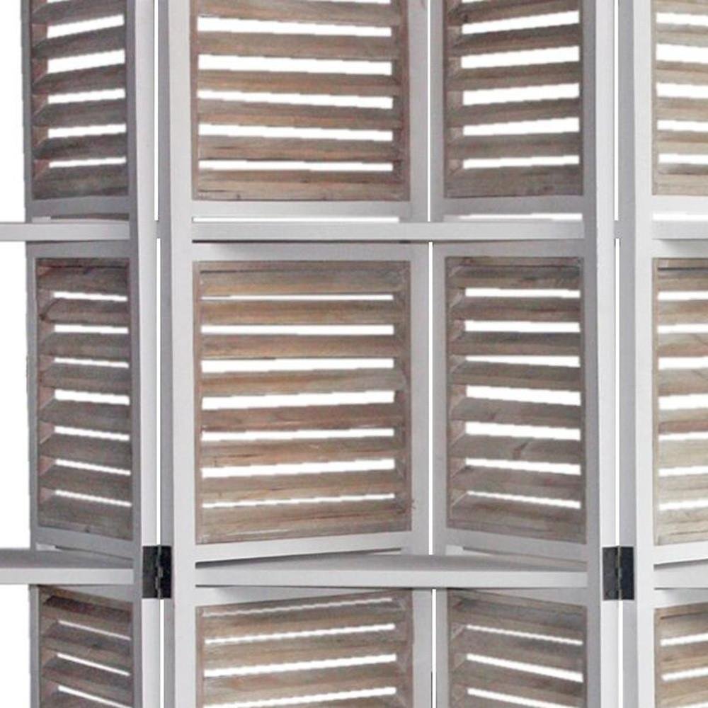 71" White Wood Folding Four Panel Screen Room Divider HomeRoots