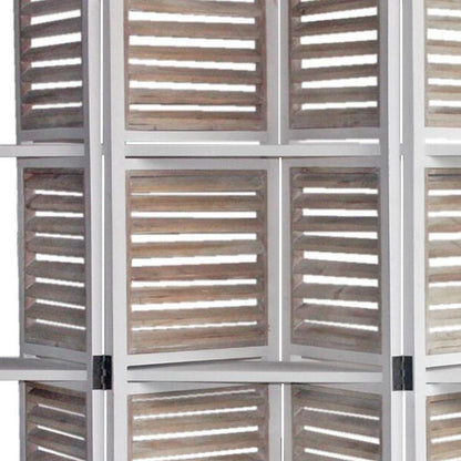 71" White Wood Folding Four Panel Screen Room Divider HomeRoots
