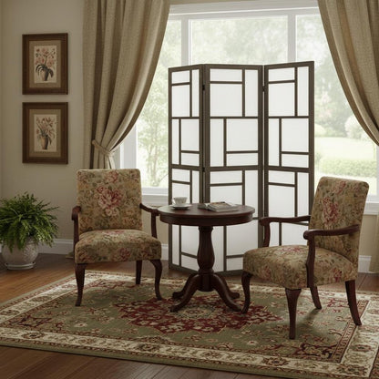 50" Gray and White Wood and Fabric Three Panel Screen Room Divider HomeRoots