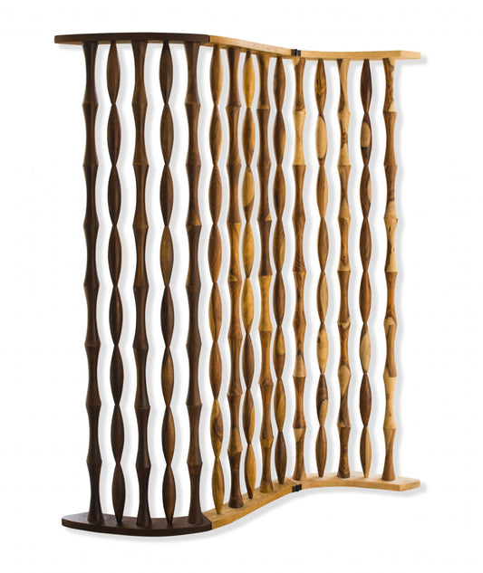 74" Natural Solid Wood Three Panel Screen Room Divider HomeRoots