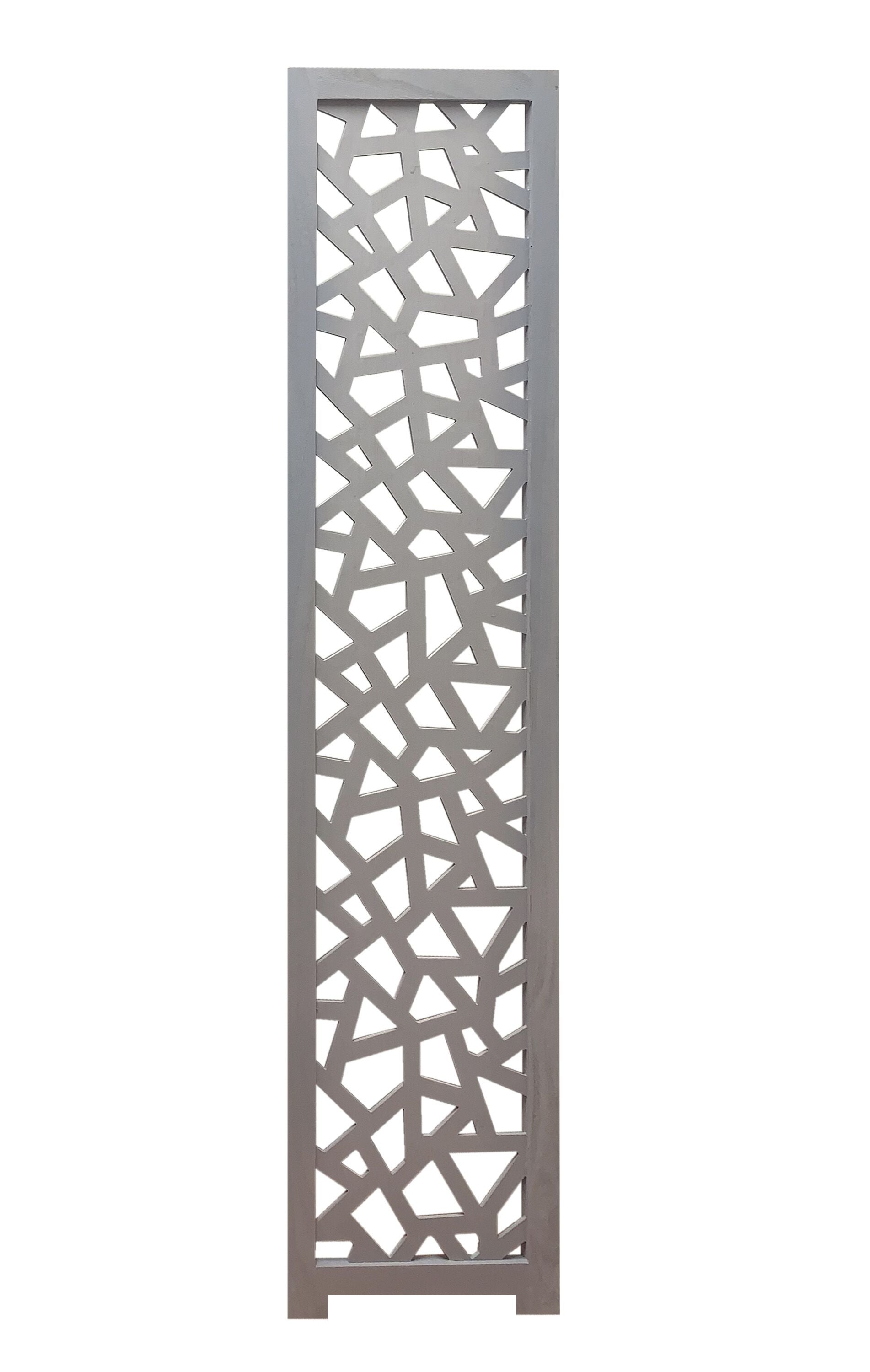 50" Gray Solid Wood Folding Three Panel Screen Room Divider HomeRoots