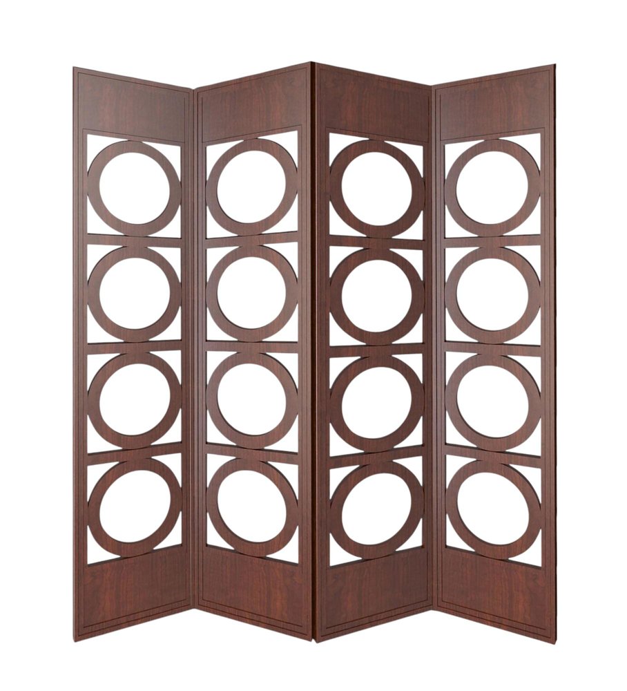84" Brown Solid Wood Folding Four Panel Screen Room Divider HomeRoots