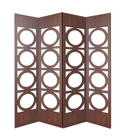 84" Brown Solid Wood Folding Four Panel Screen Room Divider HomeRoots