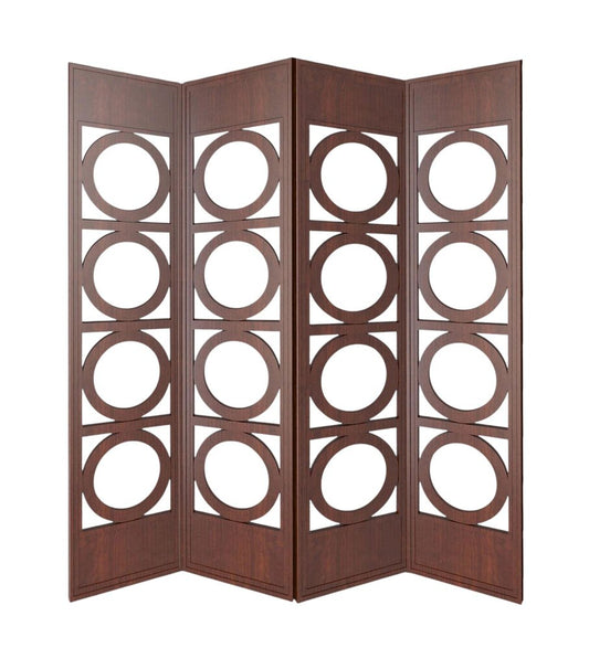 84" Brown Solid Wood Folding Four Panel Screen Room Divider HomeRoots