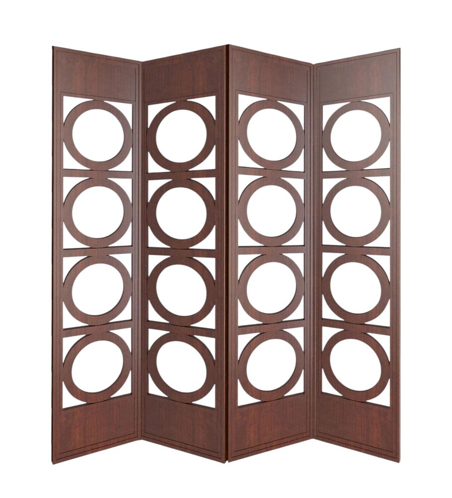 84" Brown Solid Wood Folding Four Panel Screen Room Divider HomeRoots