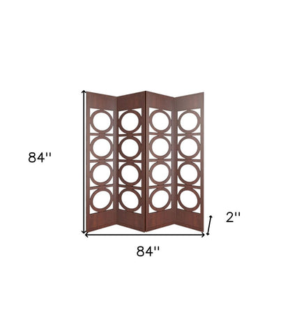 84" Brown Solid Wood Folding Four Panel Screen Room Divider HomeRoots