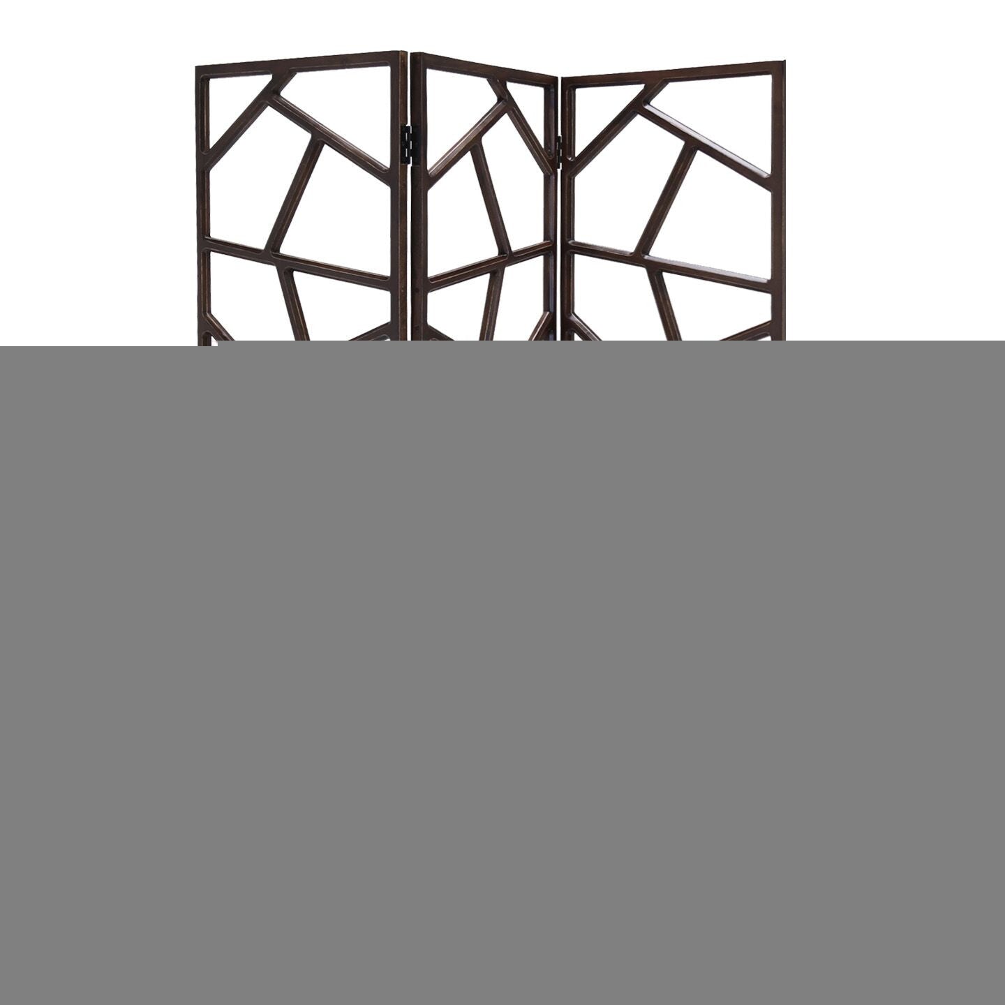 70" Brown Solid Wood Folding Three Panel Screen Room Divider HomeRoots