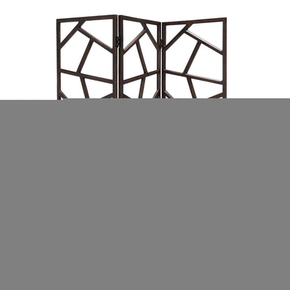 70" Brown Solid Wood Folding Three Panel Screen Room Divider HomeRoots