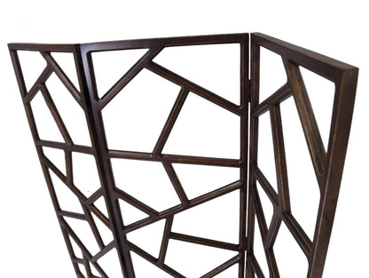 70" Brown Solid Wood Folding Three Panel Screen Room Divider HomeRoots