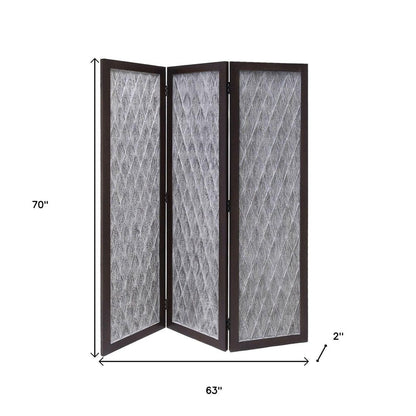 70" Brown Folding Three Panel Screen Room Divider HomeRoots