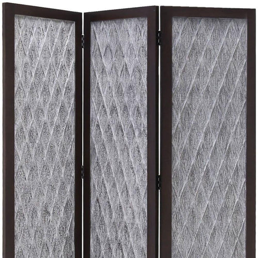 70" Brown Folding Three Panel Screen Room Divider HomeRoots