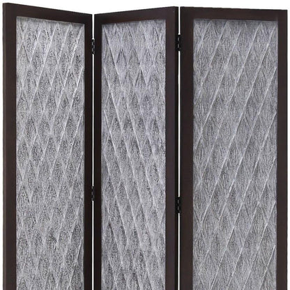 70" Brown Folding Three Panel Screen Room Divider HomeRoots