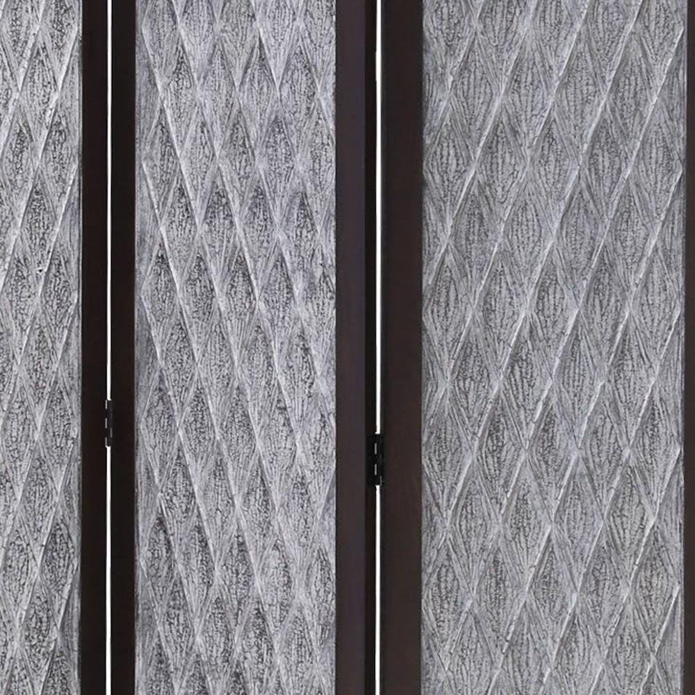 70" Brown Folding Three Panel Screen Room Divider HomeRoots