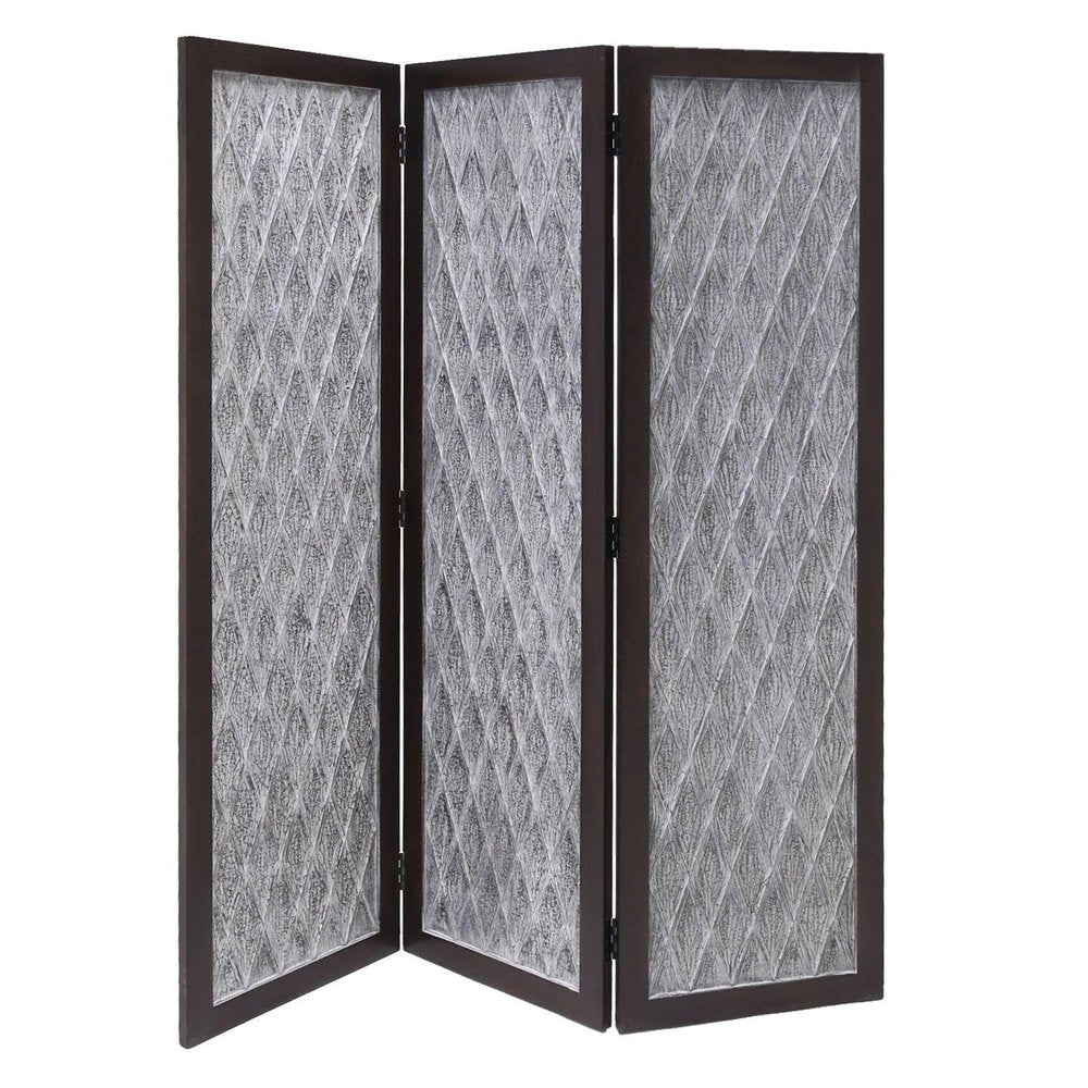 70" Brown Folding Three Panel Screen Room Divider HomeRoots
