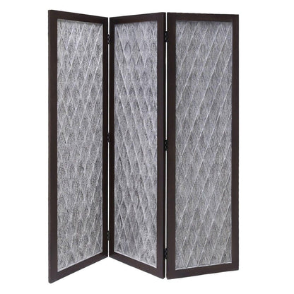 70" Brown Folding Three Panel Screen Room Divider HomeRoots