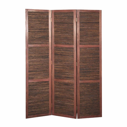67" Brown Solid and Manufactured Wood Folding Three Panel Screen Room Divider HomeRoots