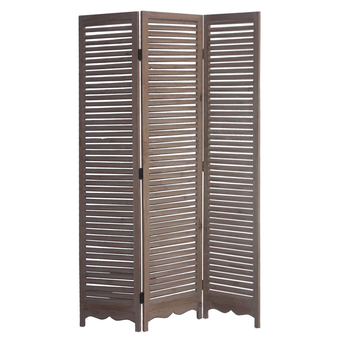 71" Brown Folding Three Panel Screen Room Divider HomeRoots