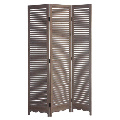 71" Brown Folding Three Panel Screen Room Divider HomeRoots