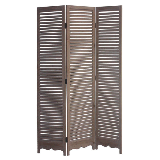 71" Brown Folding Three Panel Screen Room Divider HomeRoots