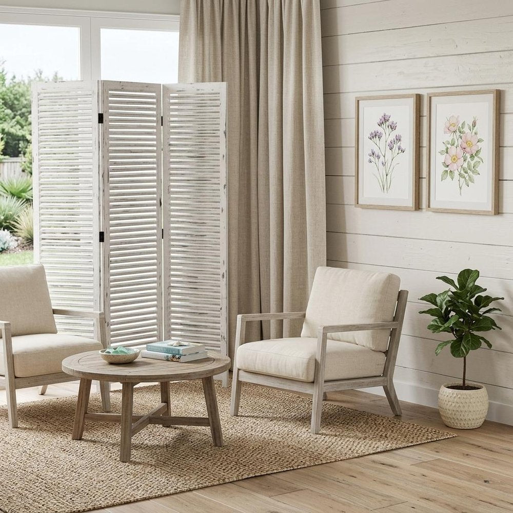 71" White Folding Three Panel Screen Room Divider HomeRoots
