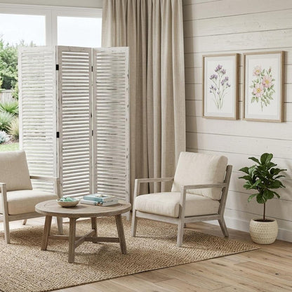 71" White Folding Three Panel Screen Room Divider HomeRoots