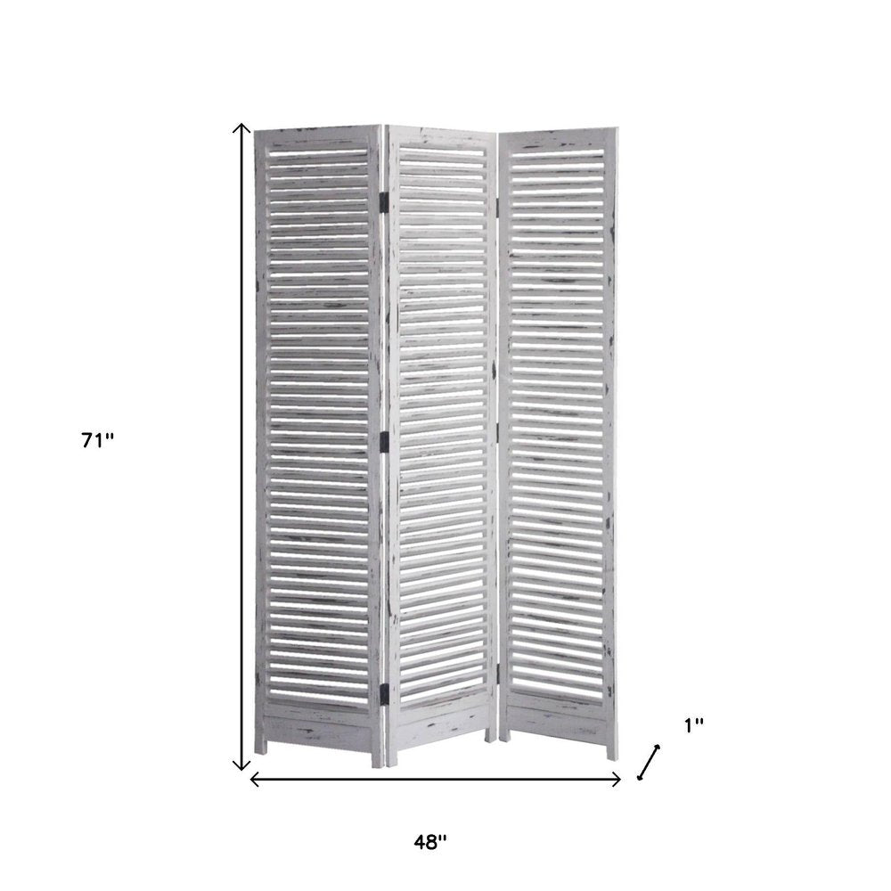 71" White Folding Three Panel Screen Room Divider HomeRoots