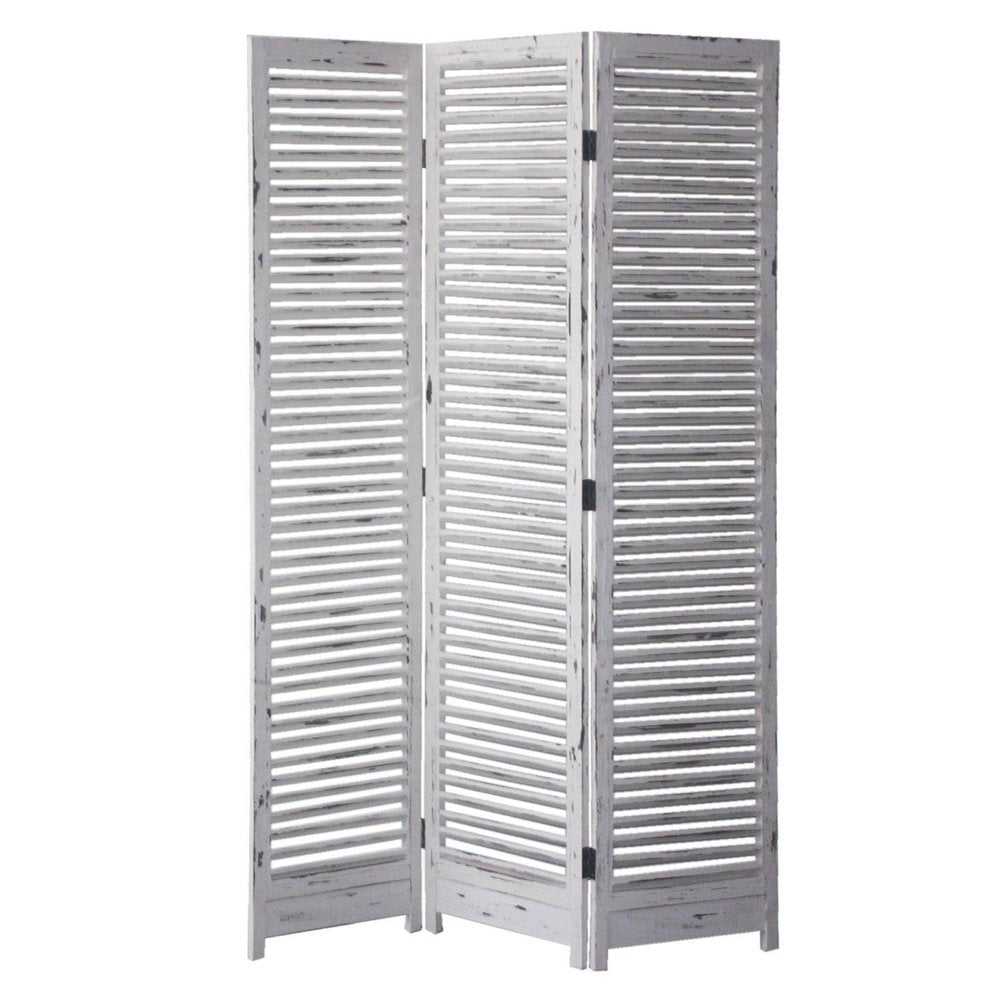 71" White Folding Three Panel Screen Room Divider HomeRoots