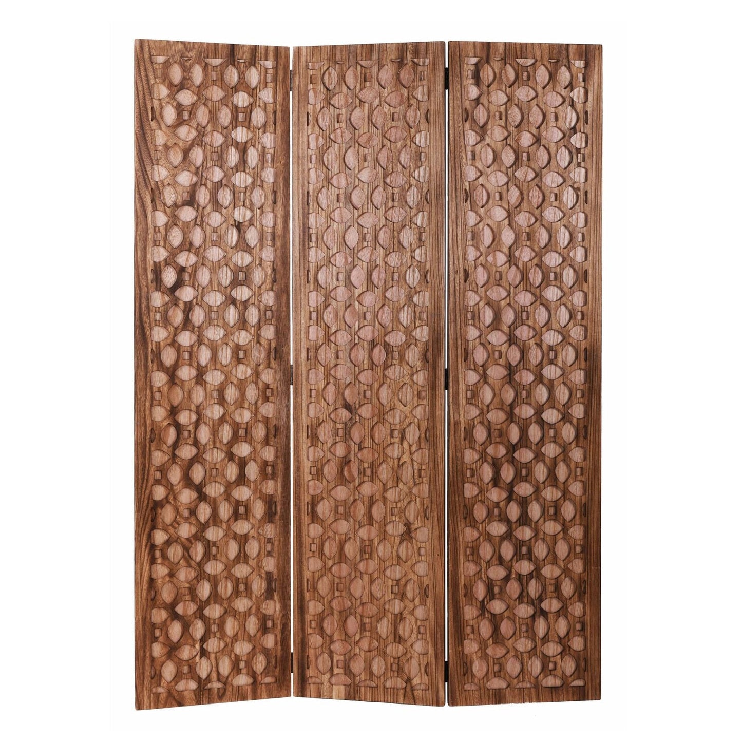 67" Brown Folding Three Panel Screen Room Divider HomeRoots