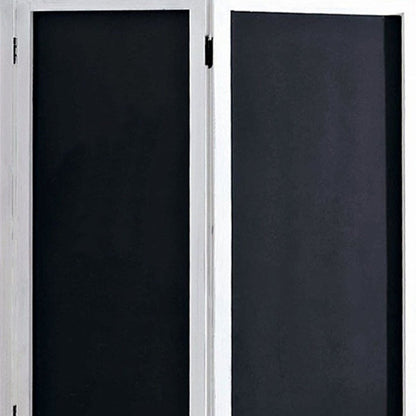 67" Black and White Chalkboard Wood Folding Three Panel Screen Room Divider HomeRoots