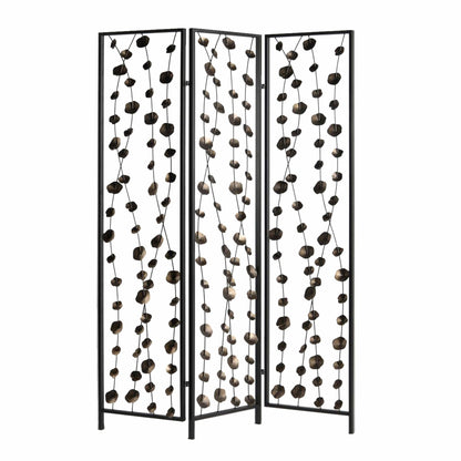 71" Gray Iron Folding Three Panel Screen Room Divider HomeRoots